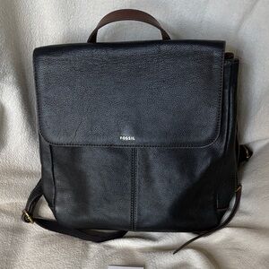 Fossil Claire Black peddled leather backpack
